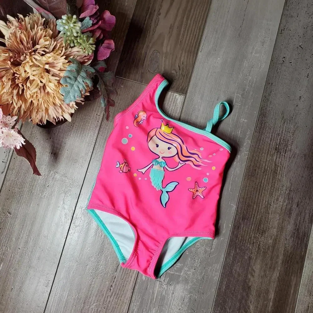 Wonder Nation Baby Girl Mermaid One Piece Swimsuit 6-9M NWOT